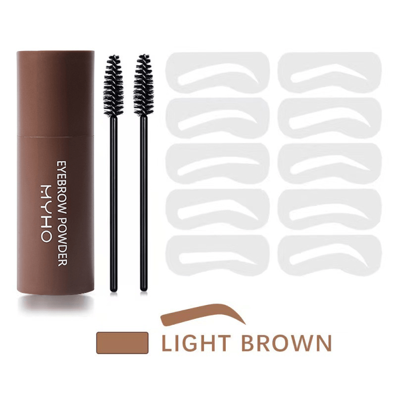 Eyebrow Shaping Kits, Eyebrow Stamp + Eyebrow Stencil + 2 Eyebrow Brushes, Long Wear One Step Eyebrow Powder Stick, Dual Use For Hairline Filler ( 3 Colors Available )