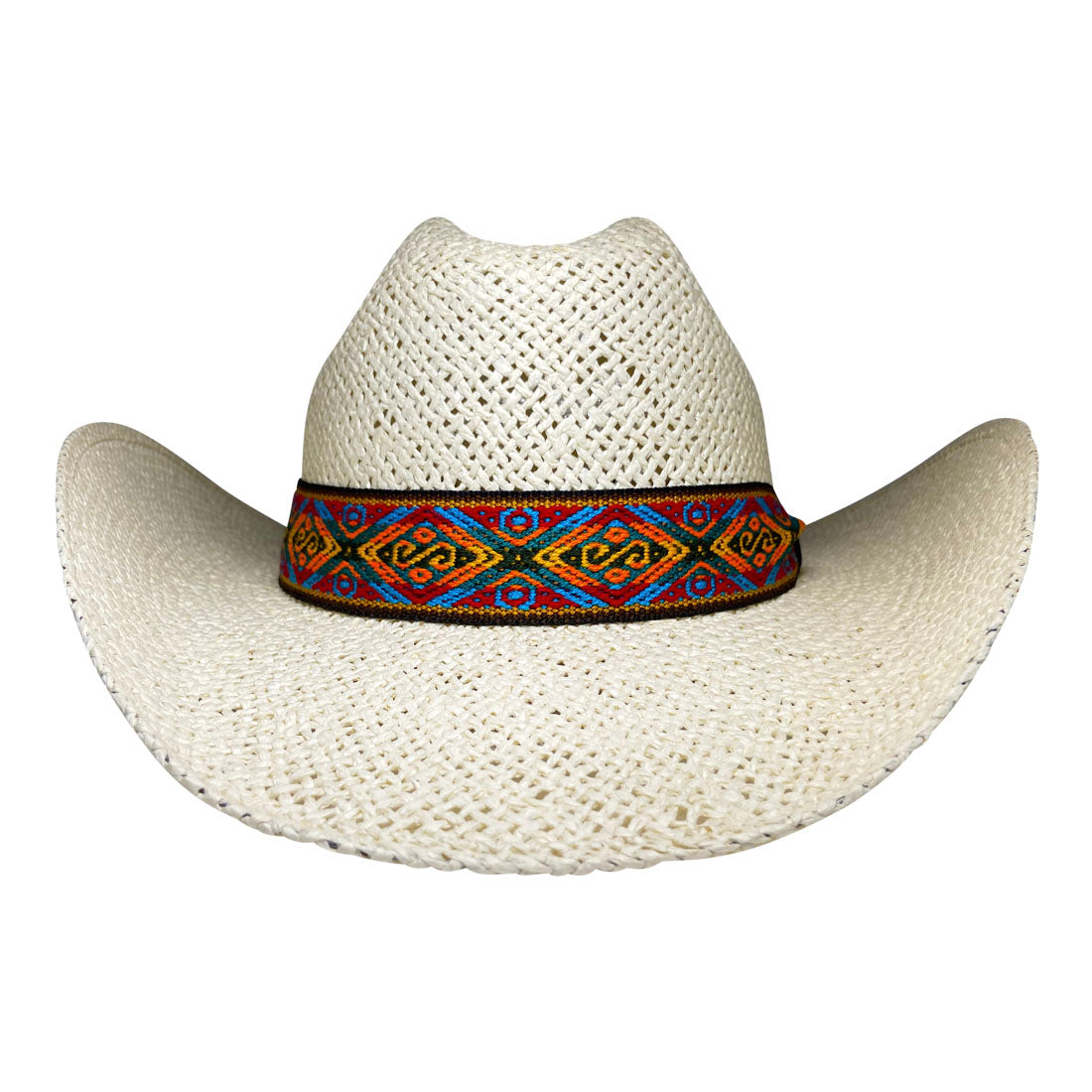 Wide Brim Cowboy Hat Handmade from Oaxacan Wood Pulp Raffia - Light Brown