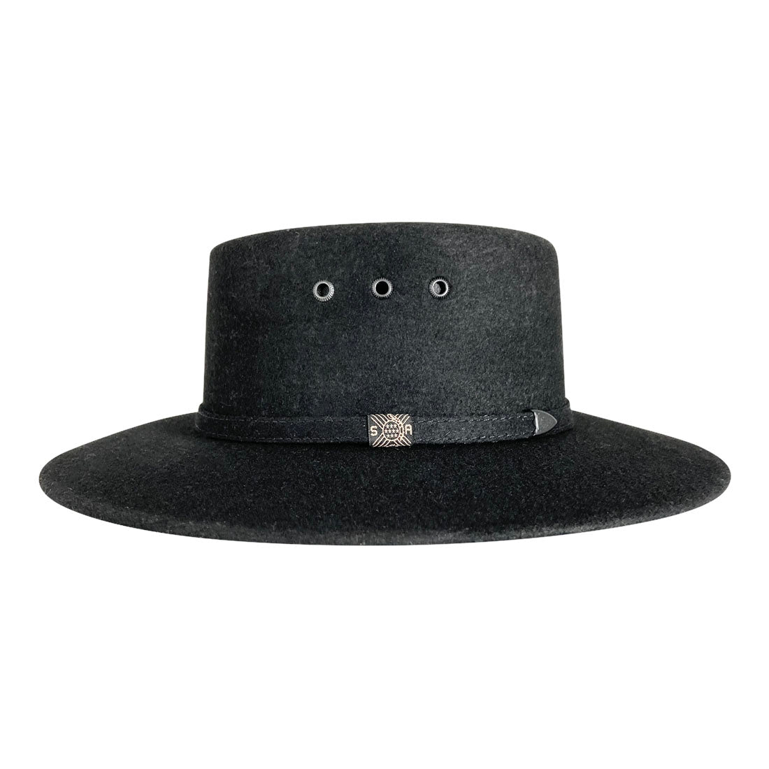 Angel Eyes Wide Brim Hat Handmade from Oaxacan Sheep's Wool - Black