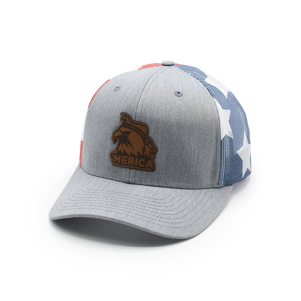 Merica Eagle Leather Patch Hat