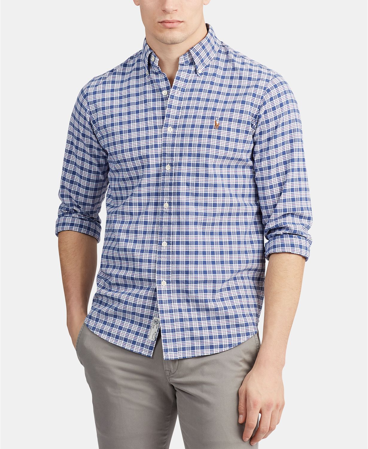 Polo Ralph Lauren Big & Tall Long Sleeve Oxford Classic Dark Cobalt/white