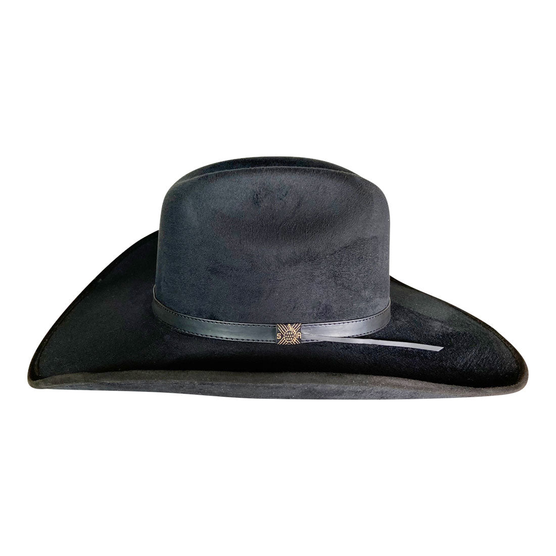 Wide Brim Cowboy Style Hat Handmade from 100% Oaxacan Suede - Burnt Black