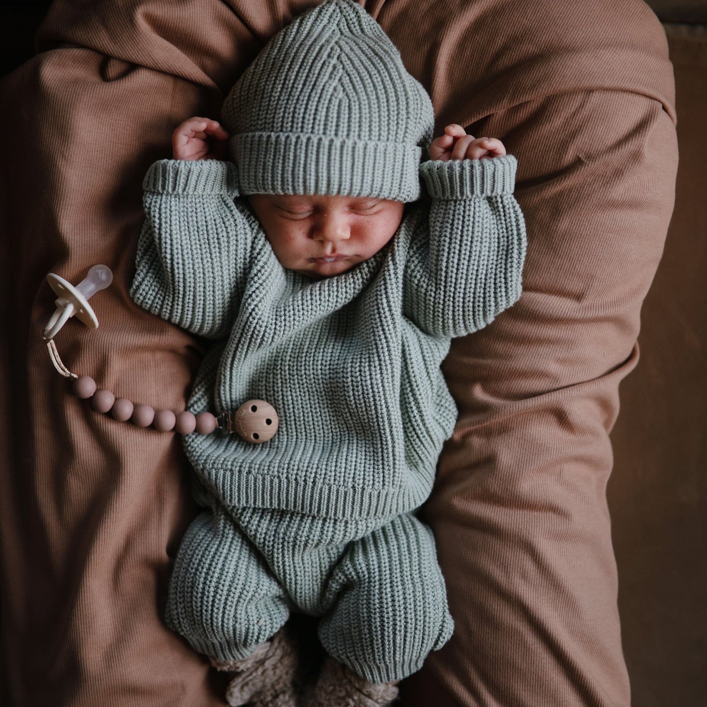 Mushie Chunky Knit Beanie | Light Mint