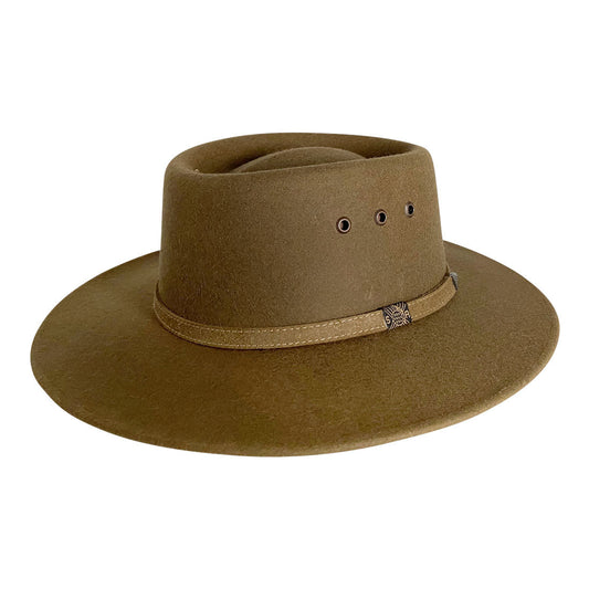 Angel Eyes Wide Brim Hat Handmade from Oaxacan Sheep's Wool - Brown