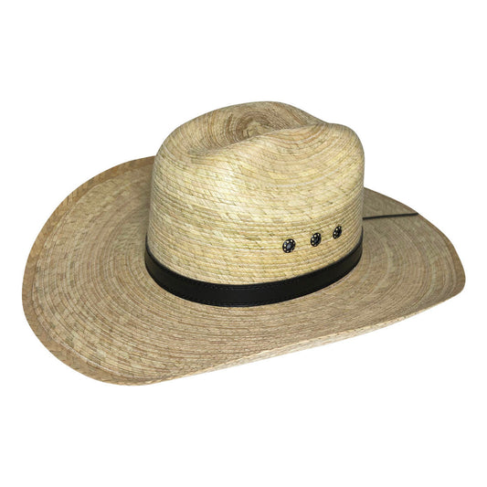 Wide Brim Cowboy Hat Handmade from 100% Coconut Palm Leaves - Light Brown