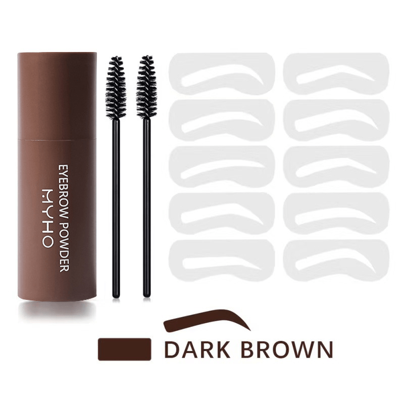 Eyebrow Shaping Kits, Eyebrow Stamp + Eyebrow Stencil + 2 Eyebrow Brushes, Long Wear One Step Eyebrow Powder Stick, Dual Use For Hairline Filler ( 3 Colors Available )