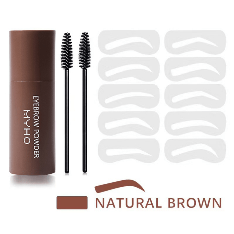 Eyebrow Shaping Kits, Eyebrow Stamp + Eyebrow Stencil + 2 Eyebrow Brushes, Long Wear One Step Eyebrow Powder Stick, Dual Use For Hairline Filler ( 3 Colors Available )
