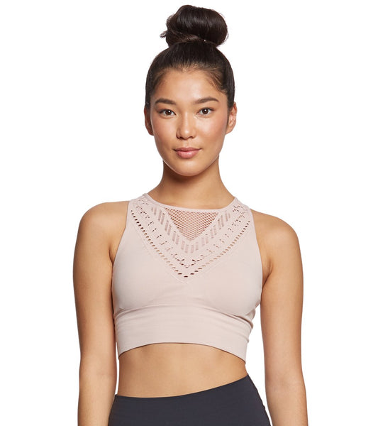 Betsey Johnson Mesh Mapped Extended Seamless Yoga Crop Bra
