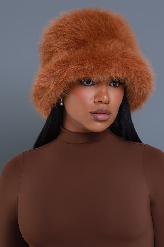 Pillow Talk Faux Fur Bucket Hat - Tan