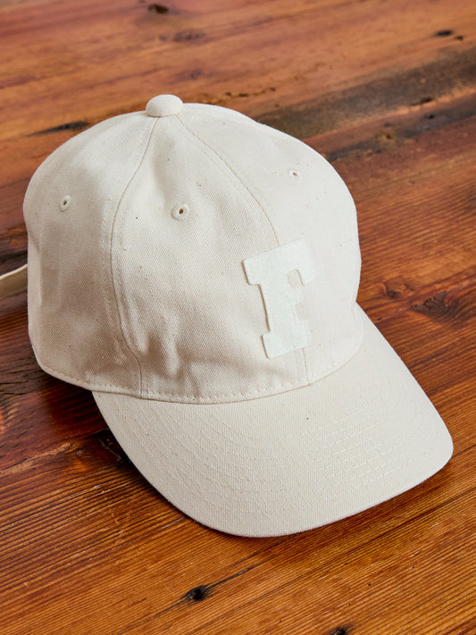Patch Denim Baseball Cap in Ecru