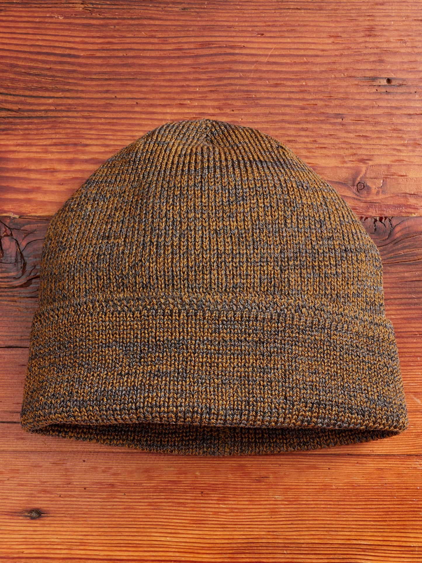 Wool Knit Watch Cap in Loden/Navy Mix