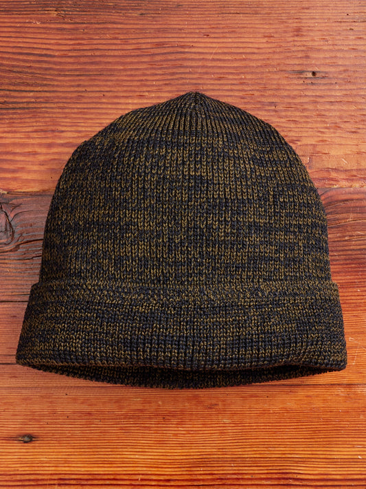 Wool Knit Watch Cap in Charcoal/Goldmine Mix