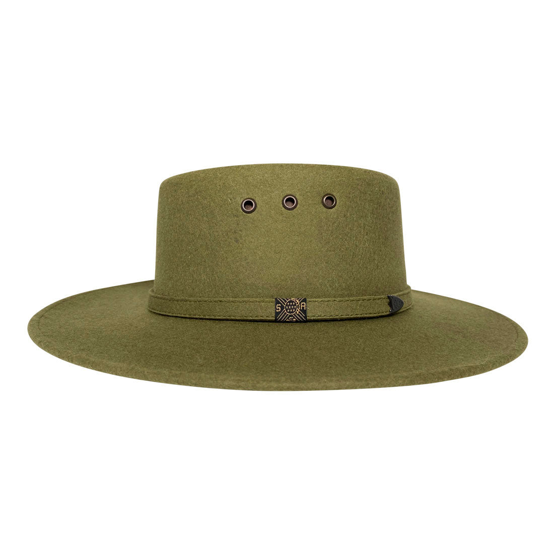 Angel Eyes Wide Brim Hat Handmade from Oaxacan Sheep's Wool - Green Olive