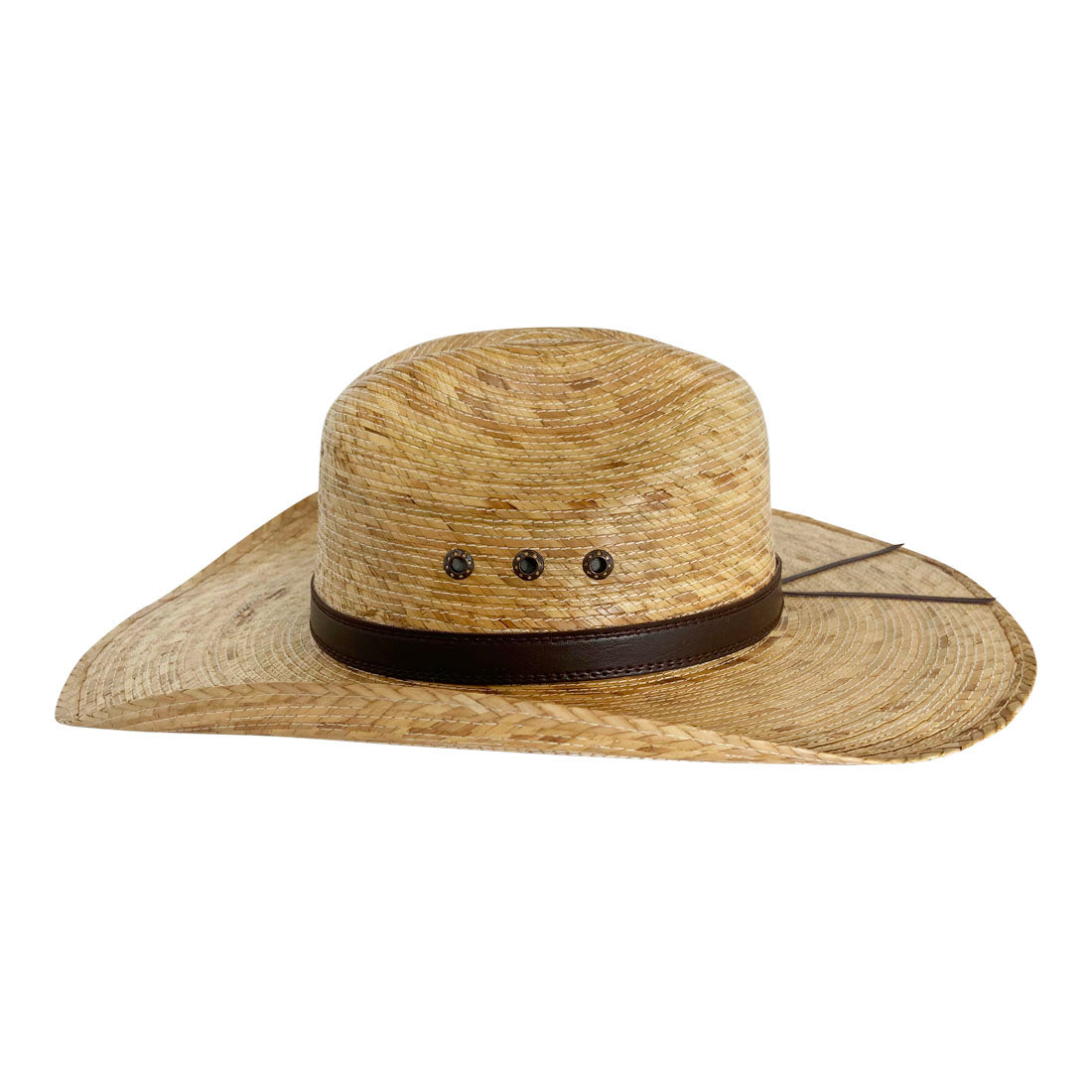Wide Brim Cowboy Hat Handmade from 100% Coconut Palm Leaves - Dark Brown