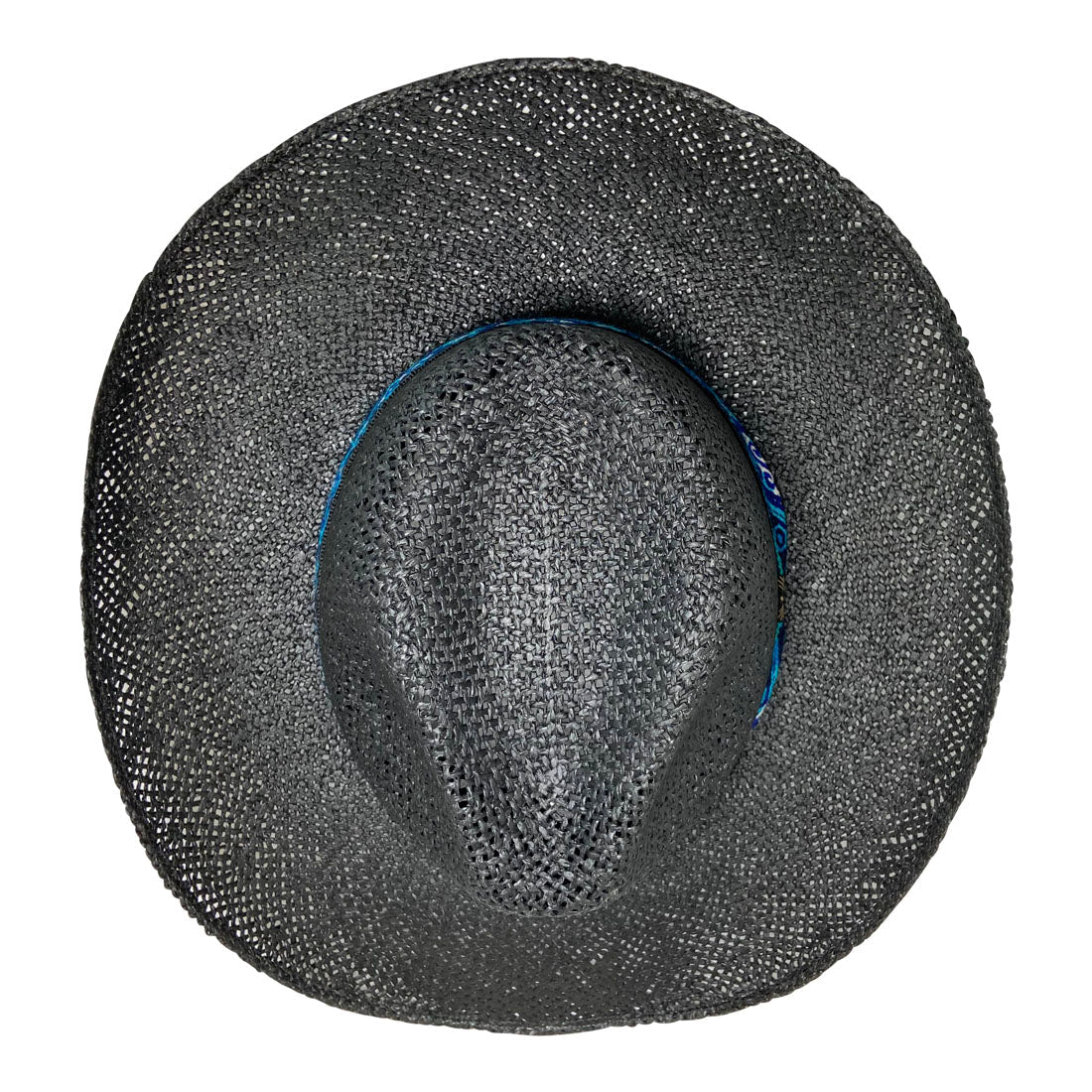 Wide Brim Cowboy Hat Handmade from Oaxacan Wood Pulp Raffia - Black