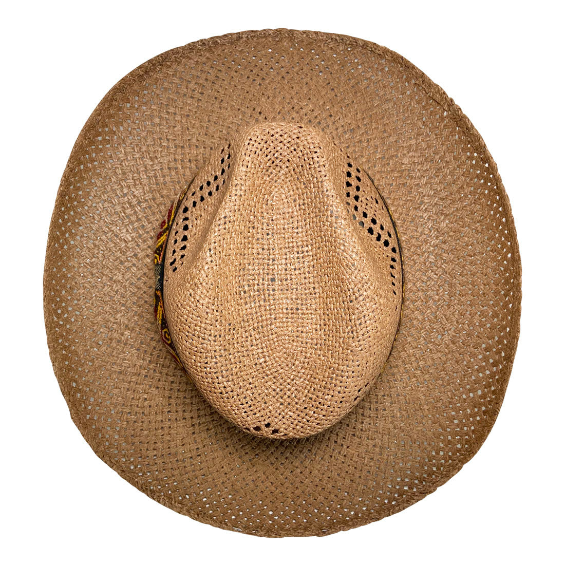 Wide Brim Cowboy Hat Handmade from Oaxacan Wood Pulp Raffia - Dark Brown