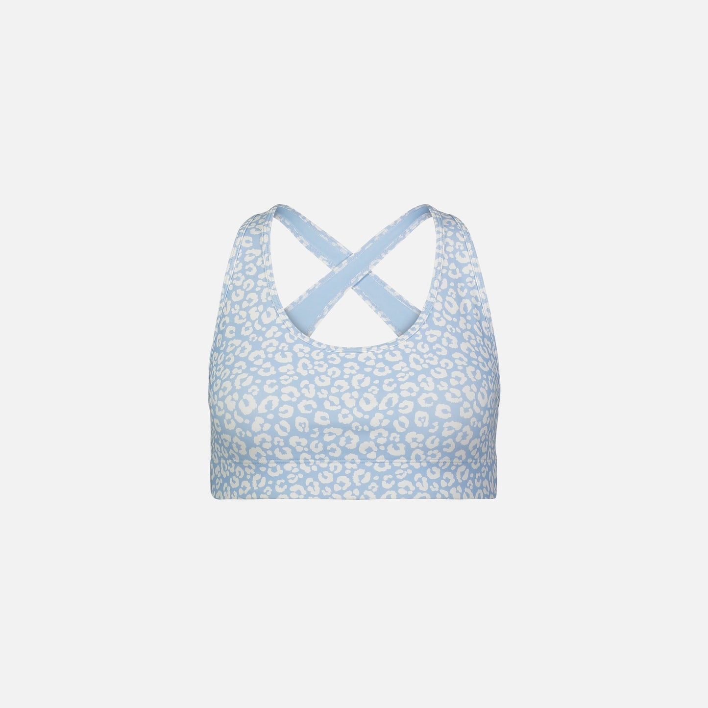 Adam Selman Cross Back Bra - Powder Blue / Mini Leopard