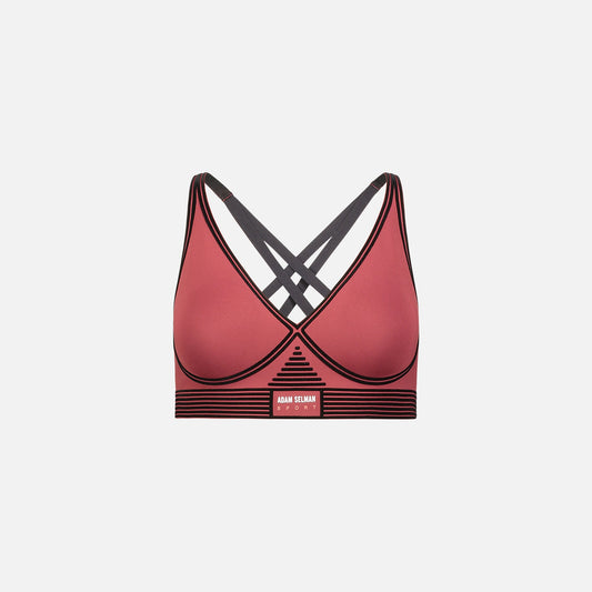 Adam Selman Bonded Active V-Neck Bra - Oxblood