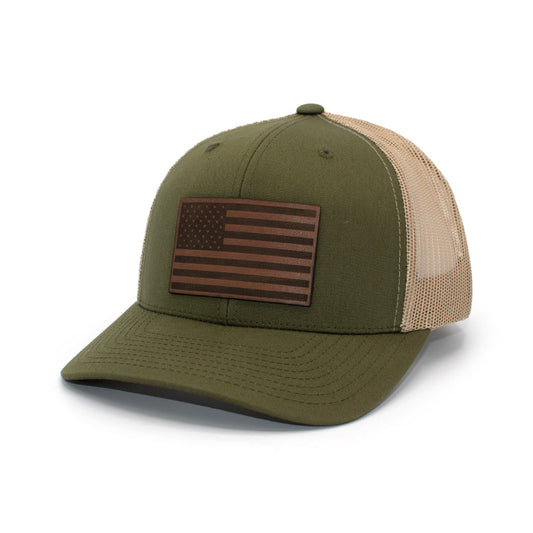American Flag Leather Patch Hat