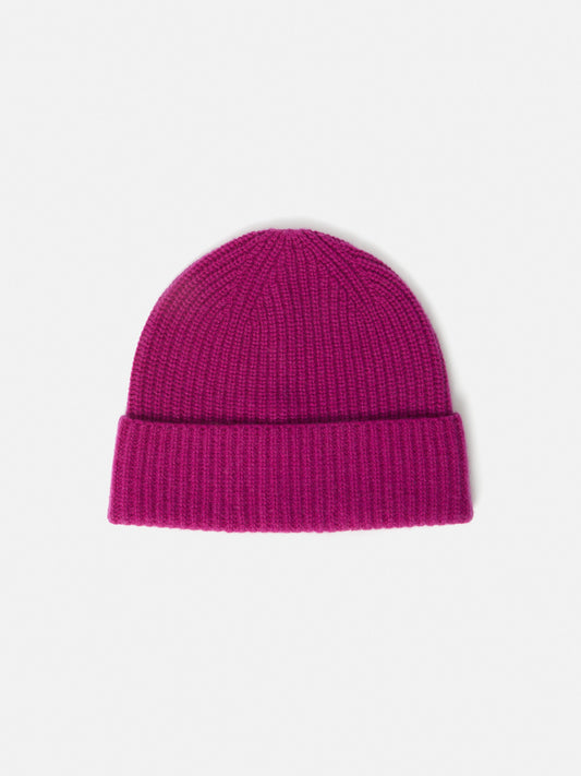 Wool Cashmere Blend Beanie | Raspberry