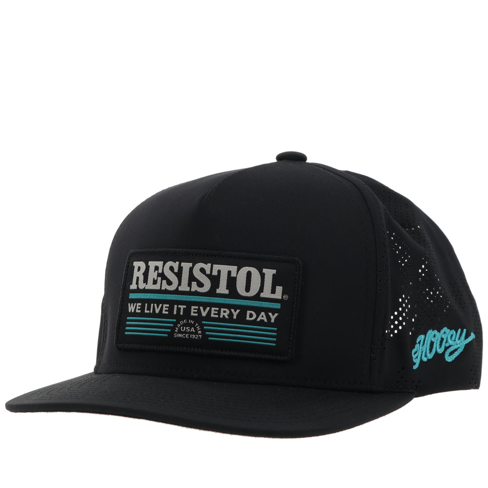 "Resistol" Hat Black w/Blue & Grey Patch