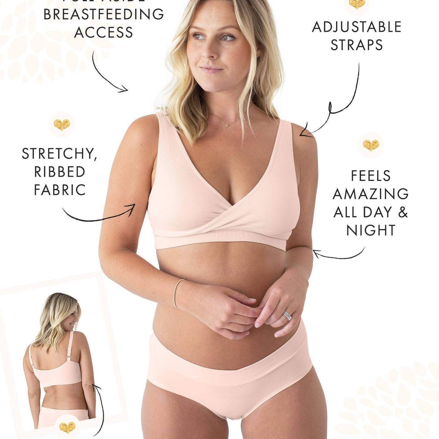 Sublime Adjustable Crossover Nursing Bra for Breastfeeding - Soft Pink