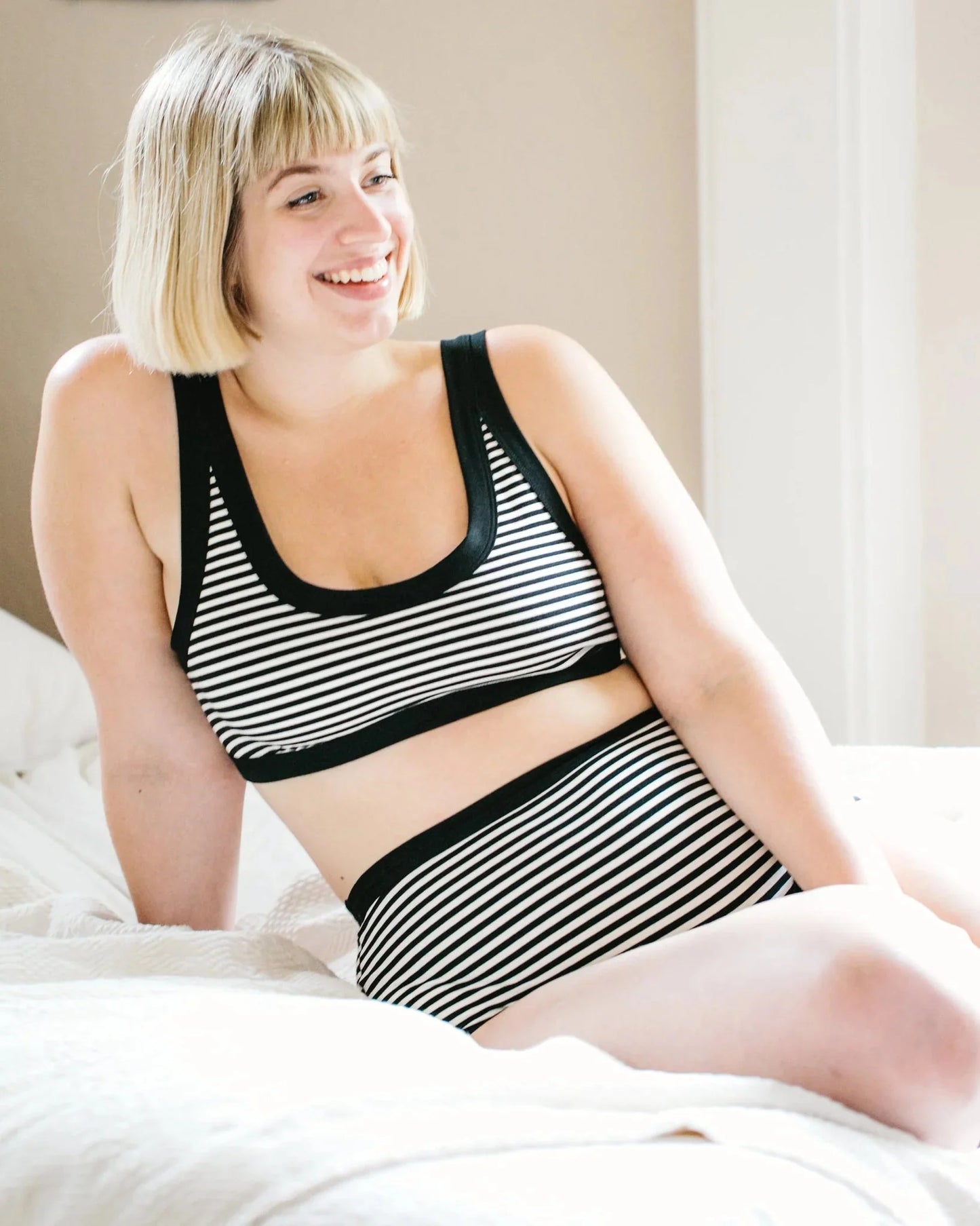 Patterned Bralette Bras Thunderpants USA S Black and White Stripe