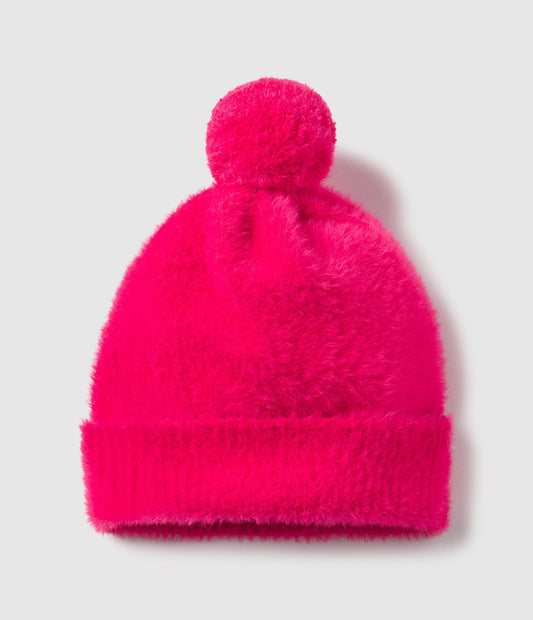 Feather Knit Beanie - Elle Pink