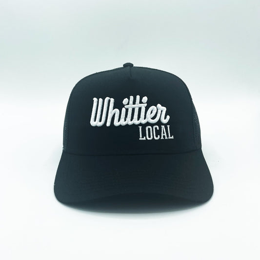 WHITTIER LOCAL HATS Black Whittier Local Puff A-Frame Trucker Hat