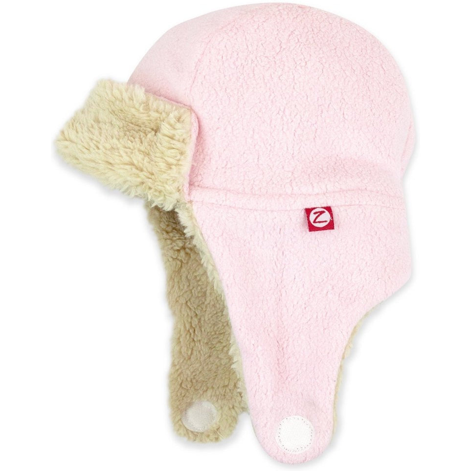 Zutano Cozy Fleece Furry Trapper Hat | Baby Pink