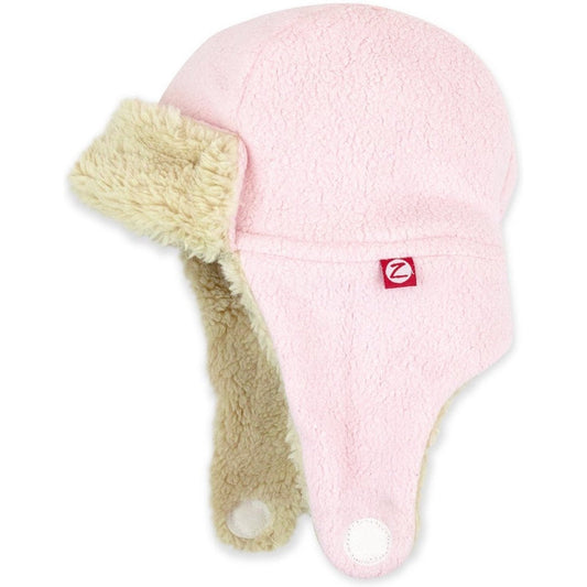 Zutano Cozy Fleece Furry Trapper Hat | Baby Pink